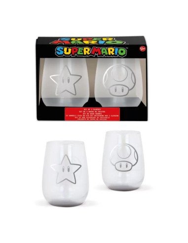  SET 2 VASOS DE CRISTAL SUPER MARIO