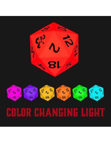 LAMPARA COLORES DRAGONES Y MAZMORRAS D20